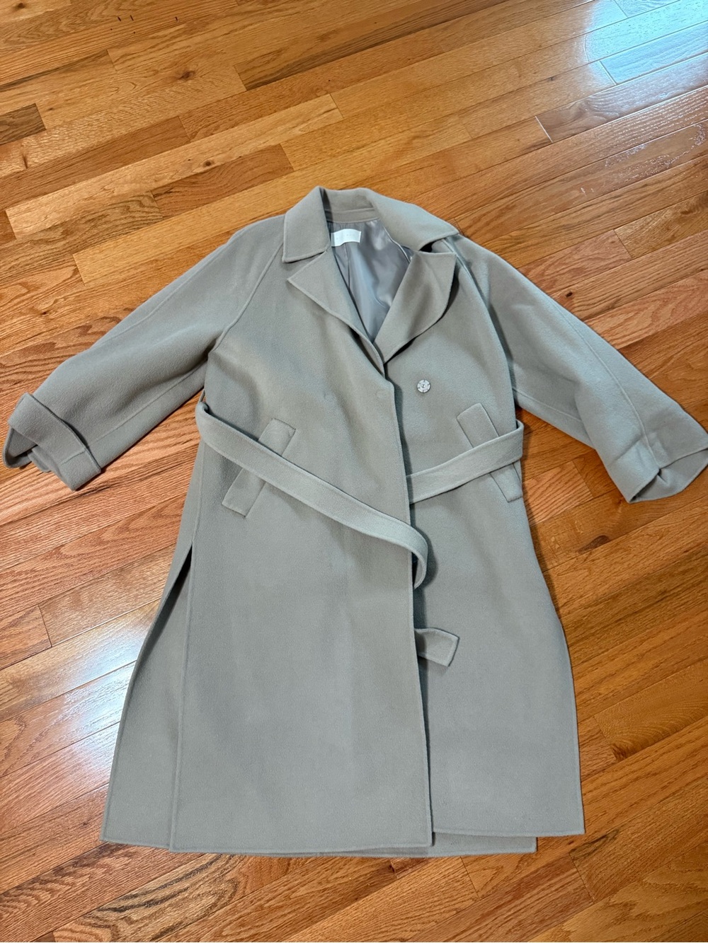 BySugar Taupe Belted hand made 90% wool Coat